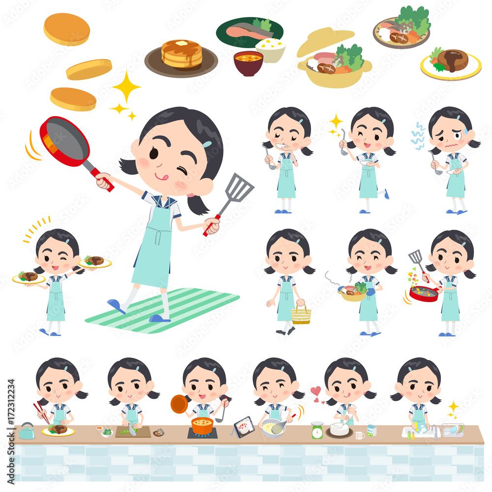 Sailor suit Thick eyebrows girl_cooking Sailor suit Thick eyebrows girl_cooking