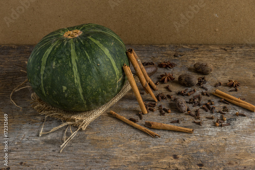 pumpkin with spice for make food or dessert in autumn
