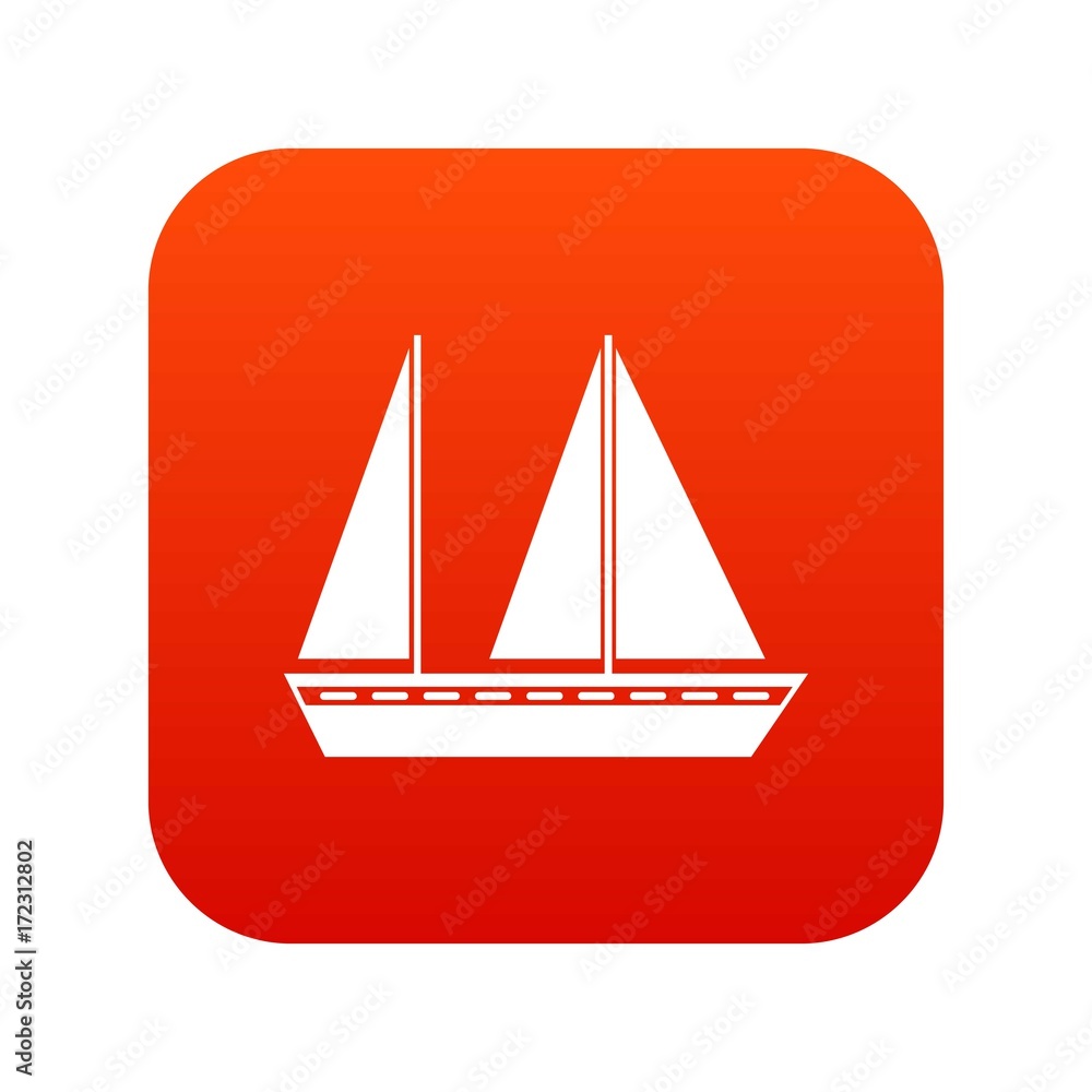 Sailing boat icon digital red Sailing boat icon digital red