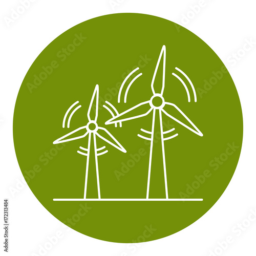 Wind turbine icon in thin line style