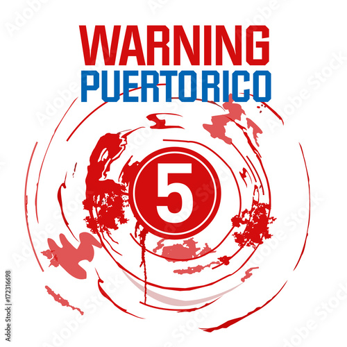 Pulic Alerts for natural disaster of Hurricane Maria track and path prediction area of Puerto Rico