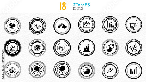 Collection of black and white stamps - quality and concept icons