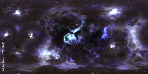Fototapeta Naklejka Na Ścianę i Meble -  Deep space, stars and nebula, 360 degrees panorama, HDRI high resolution environment map