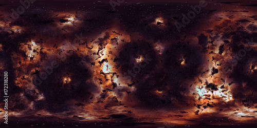 Fototapeta Naklejka Na Ścianę i Meble -  Deep space, stars and nebula, 360 degrees panorama, HDRI high resolution environment map