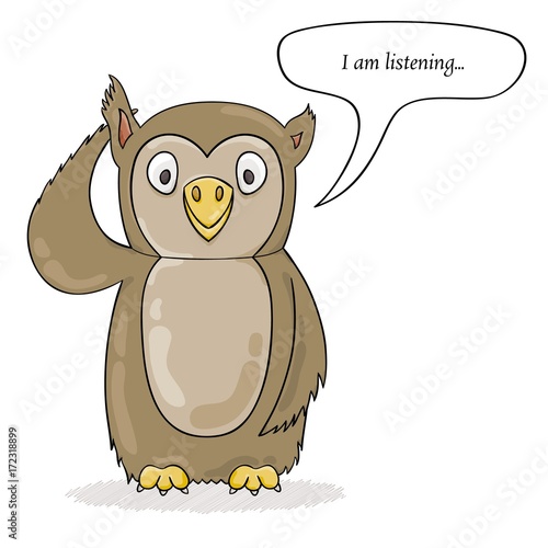 cute owl listening
