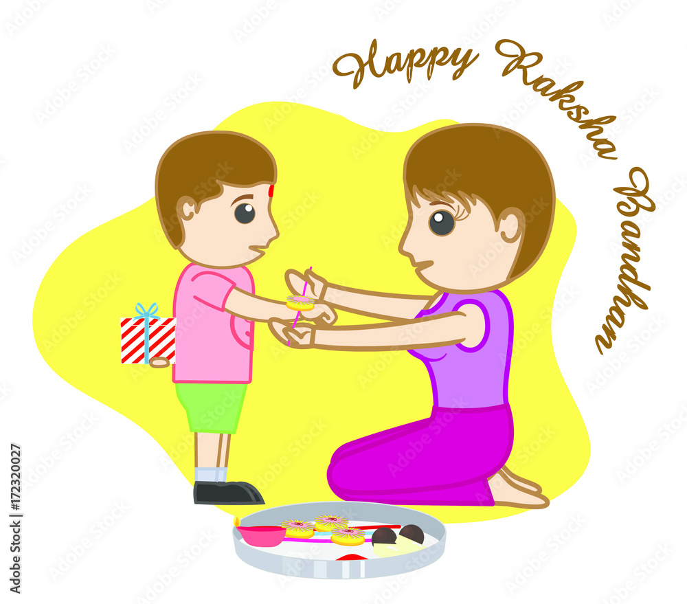 Happy Raksha Bandhan - Cartoon Characters Vector Happy Raksha Bandhan - Cartoon Characters Vector