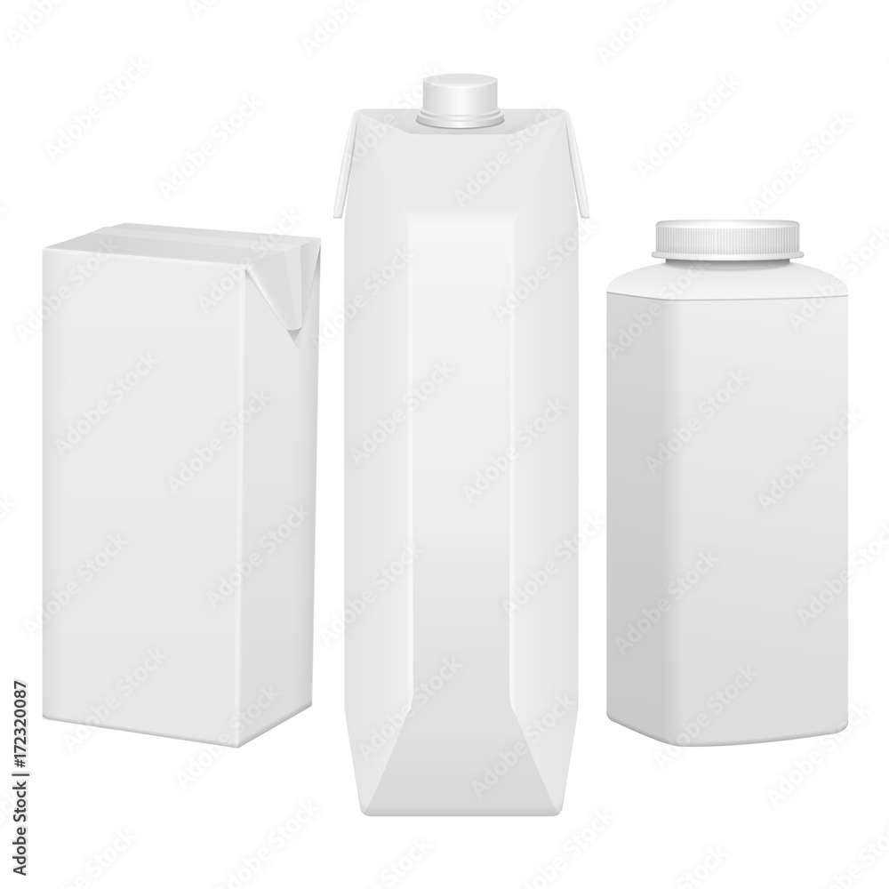 Set of cardboard package for beverage, juice, milk or yogurt Set of cardboard package for beverage, juice, milk or yogurt