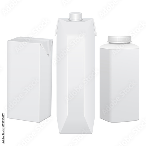 Set of cardboard package for beverage, juice, milk or yogurt