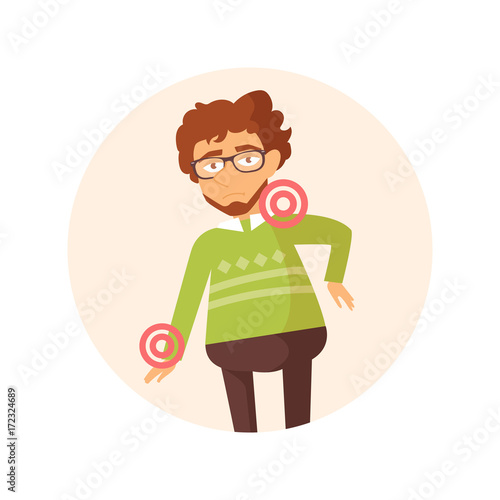 Male with pain in the joints. Vector.