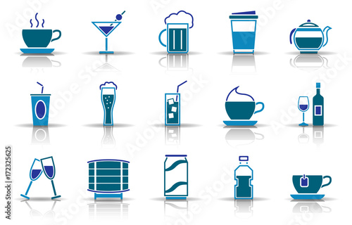 Getränke Iconset - Blau (Schatten)