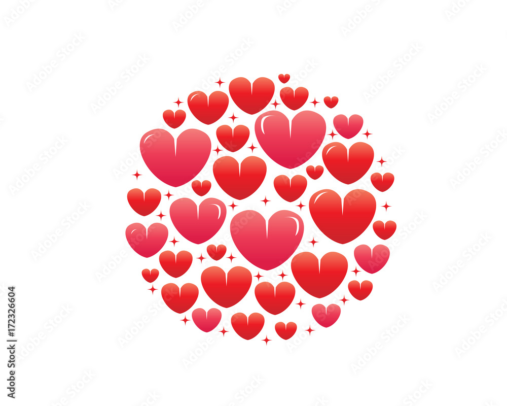 circle of hearts illustration, icon design, isolated on white background. circle of hearts illustration, icon design, isolated on white background.