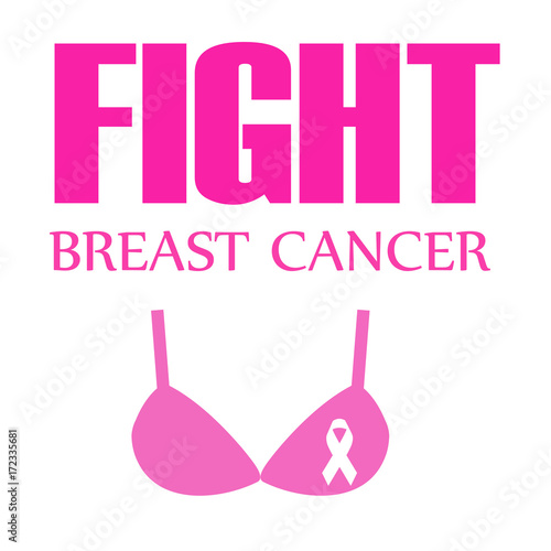 Breast cancer awareness ribbon on a pink bra 
