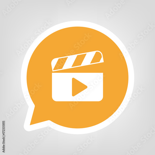 Gelbe Sprechblase - Filmklappe mit Abspielen-Symbol