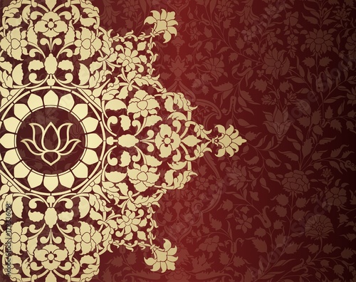 Fototapeta Naklejka Na Ścianę i Meble -  water lily, wedding card design, royal India