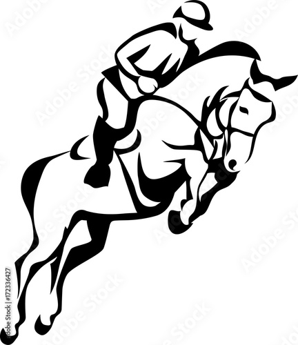 Show jumping - stylized vector illustration