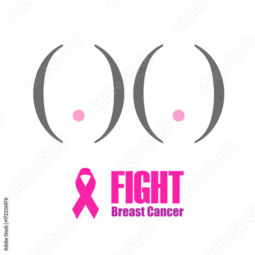 Fight breast cancer- breasts drawn with dots and bracket  