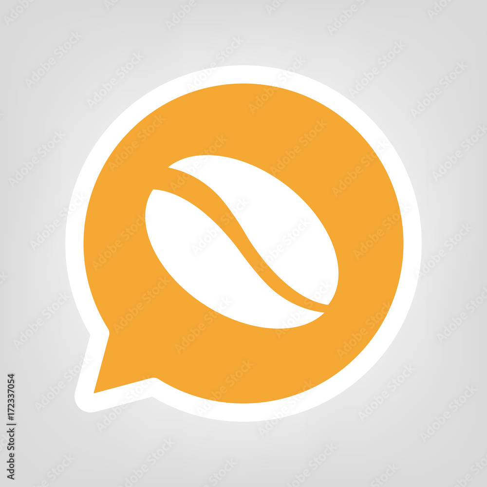 Fototapeta premium Gelbe Sprechblase - Kaffeebohne