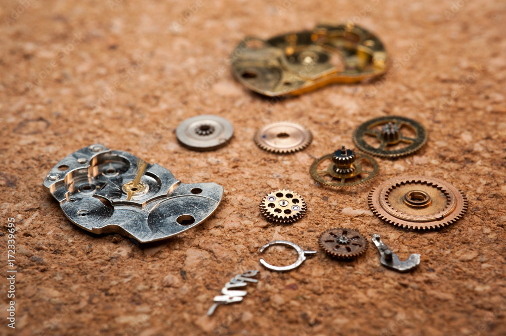 Detail of watch machinery. Detail of watch machinery.