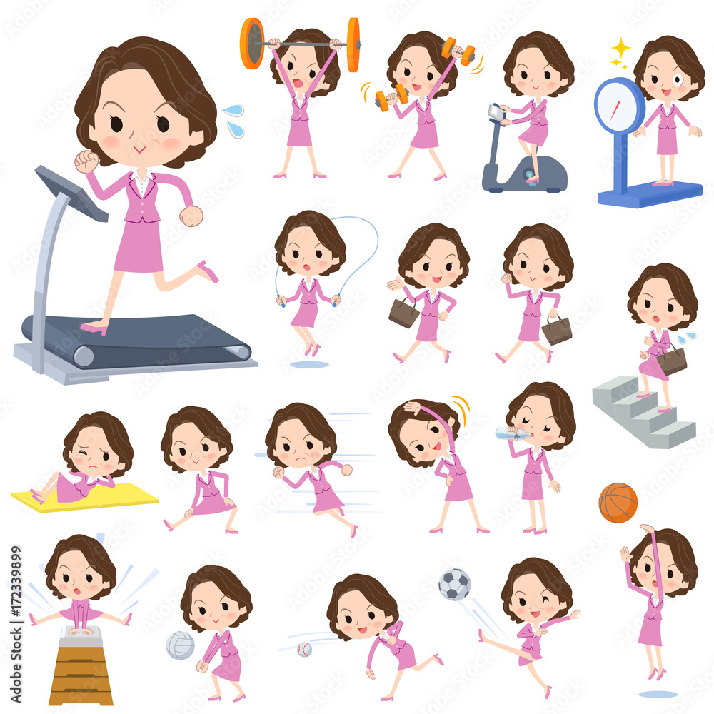 Pink suit business middle aged women_Sports & exercise Pink suit business middle aged women_Sports & exercise