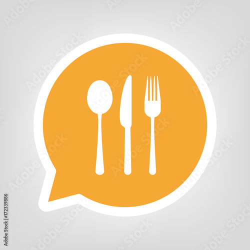 Gelbe Sprechblase - Besteck