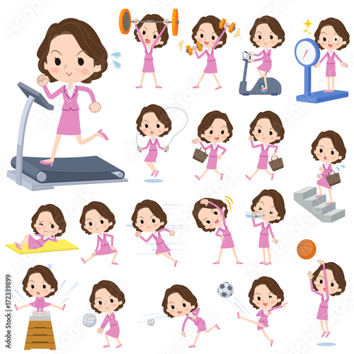 Pink suit business middle aged women_Sports & exercise