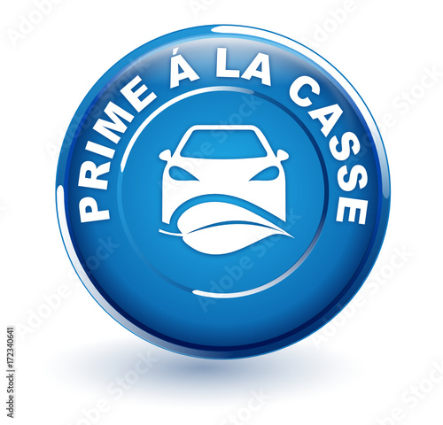 prime à la casse sur bouton rond bleu