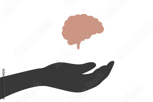 Hand hält Hirn