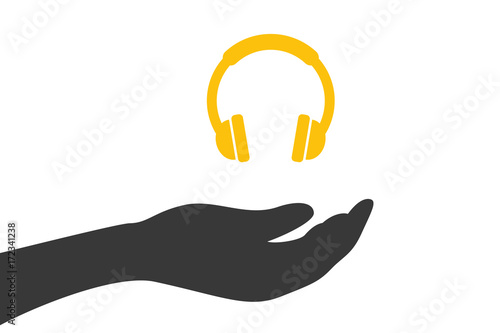 Hand hält Kopfhörer - Kundenservice