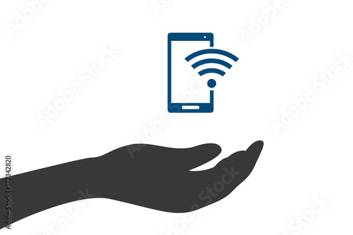 Hand hält Smartphone Wifi