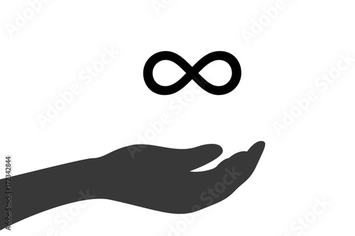 Hand hält Unendlichkeit Schleife