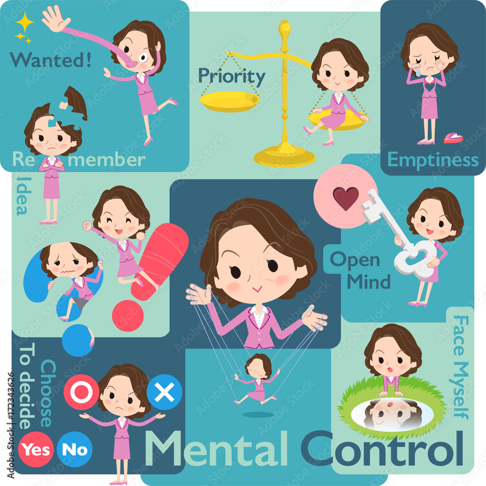 Pink suit business middle aged women_Mental & volition Pink suit business middle aged women_Mental & volition