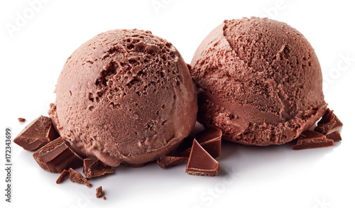 Two chocolate ice cream balls