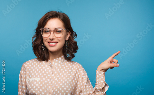 Canvas Print Charming model wearing eyeglasses