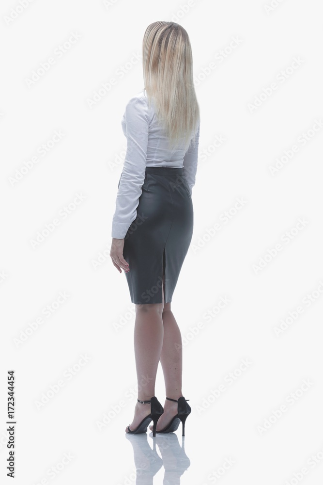 rear view.modern young business woman .