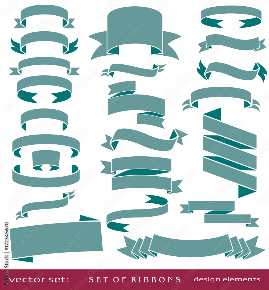 Flat vector set of vintage ribbons, retro banners
