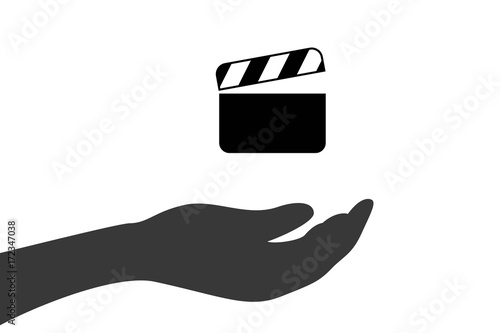 Hand hält Filmklappe - Filmproduktion