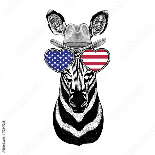 Zebra Horse Wild animal wearing cowboy hat Wild west animal Cowboy animal T-shirt  poster  banner  badge design