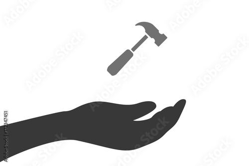 Hand hält Hammer - Reparatur