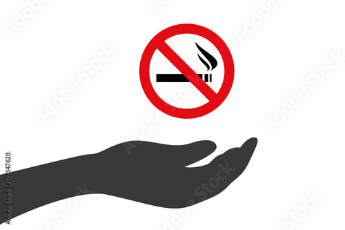 Hand hält Rauchverbot