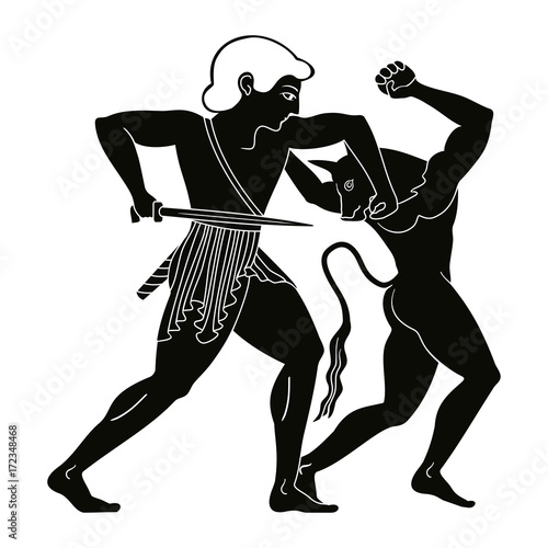 Theseus kills the minotaur.