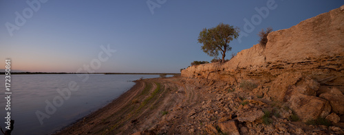 Panorama of Dawn Reflections in desert floodwaters photo