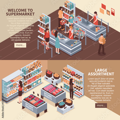 Supermarket Banners Set