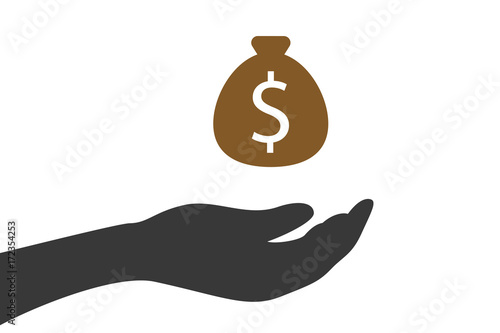 Hand hält Geldsack Dollar