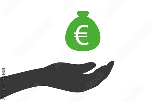 Hand hält Geldsack Euro