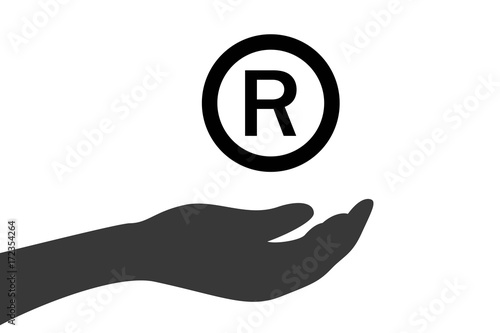 Hand hält Schutzmarke