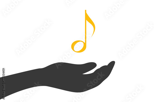Hand hält Note