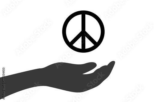 Hand hält Peace Symbol