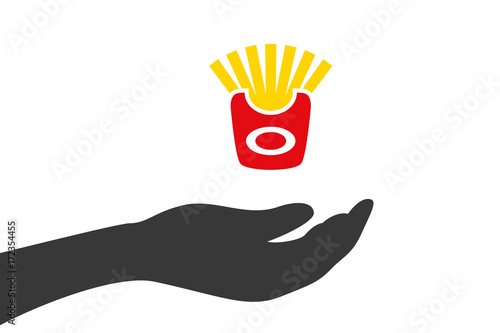 Hand hält Pommes