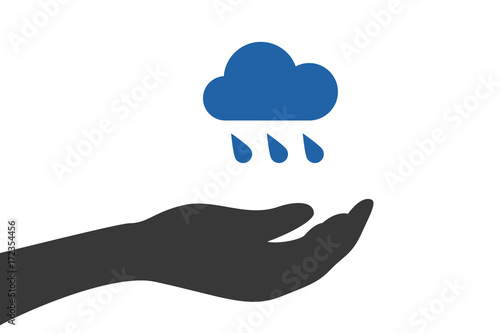 Hand hält Regenwolke