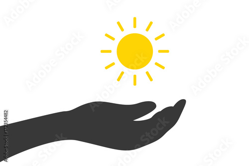 Hand hält Sonne